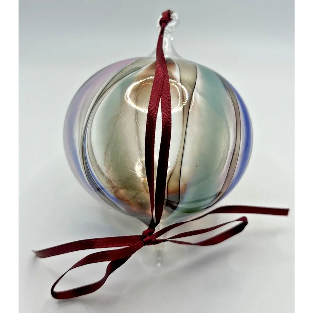 Vintage Art Glass Twisted Blue‎ Purple Green Maroon Ornament U257/10